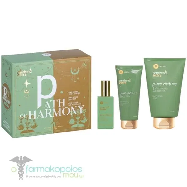 Panthenol Extra Promo Path of Harmony με Pure Nature 3in1 Cleanser Σαμπουάν - Αφρόλουτρο, 200ml & Pure Nature Body Milk Ενυδατικό Γαλάκτωμα Σώματος, 100ml & Pure Nature Eau De Toilette Γυναικείο Άρωμα, 50ml, 1σετ