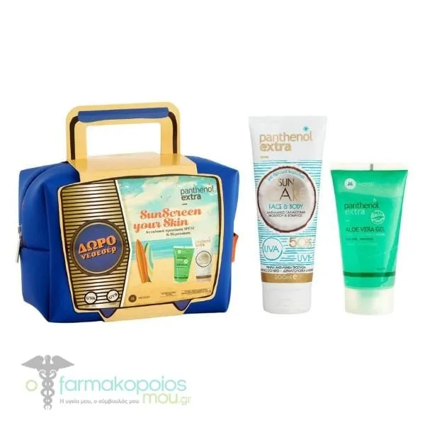 Panthenol Extra Promo SunScreen Your Skin with Sun Care Face & Body Milk SPF50, 200ml & Free Aloe Vera Gel, 150ml, 1set