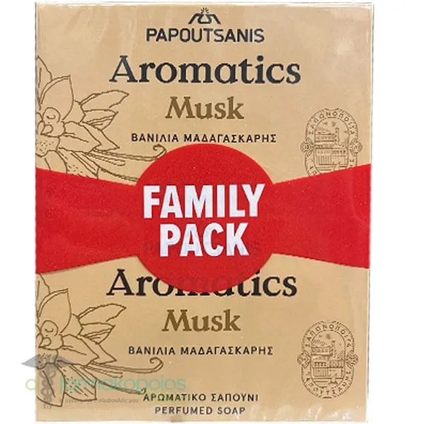 Papoutsanis Aromatics Perfumed Soap Musk Family Pack, 4x100gr