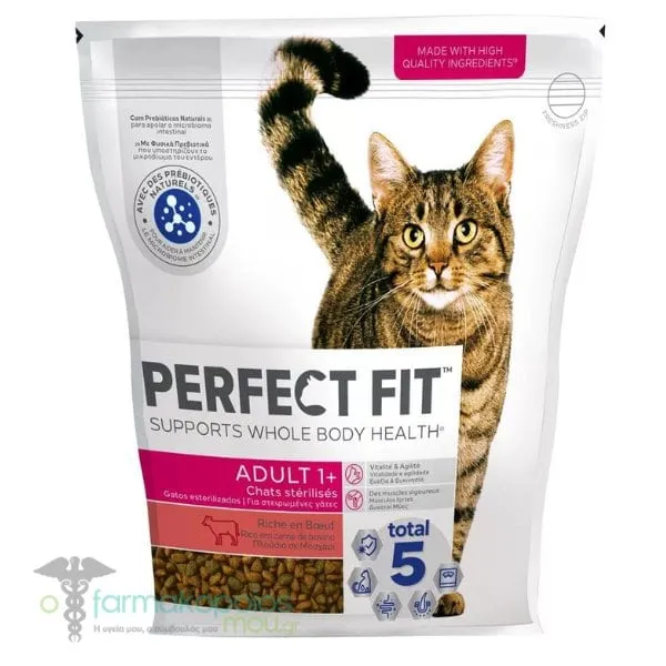 Perfect Fit Adult 1+ Complete Dry Cat Food Beef, 1,4kg