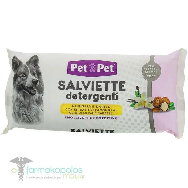 Pet &amp; Pet Μαντηλάκια Κατοικιδίων με Βανίλια &amp; Βούτυρο Καριτέ, 36τεμ