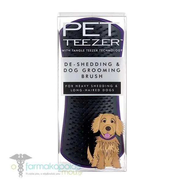 Pet Teezer De-Shedding & Dog Grooming Brush Medium-Large, 1pc - Purple - Grey