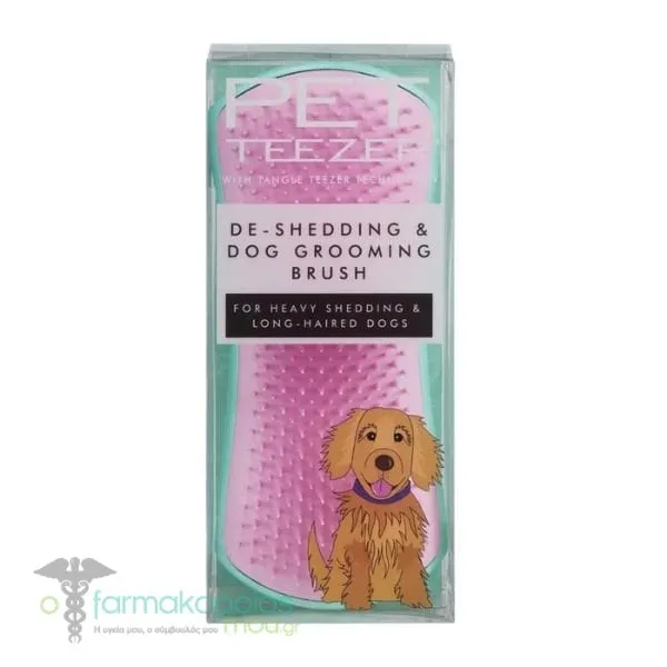 Pet Teezer De-Shedding & Dog Grooming Brush Medium-Large, 1pc - Mint - Pink