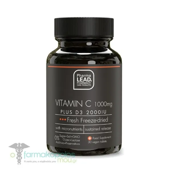 Pharmalead Black Range Vitamin C 1000mg Plus D3 2000IU, 30veg.tabs