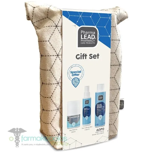 Pharmalead Blue Gift Set with Hair & Body Mist with Vanilla Scent, 100ml, Deo Roll-On, 50ml & Free Yogurt Cooling Shower Gel, 100ml & Beauty Pouch, 1pc, 1set