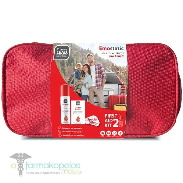 Pharmalead Emostatic First Aid Kit 2 με Αιμοστατικό Σπρέι, 60ml, Αιµοστατικό Βαµβάκι, 2g &amp; Δώρο Τσαντάκι, 1σετ