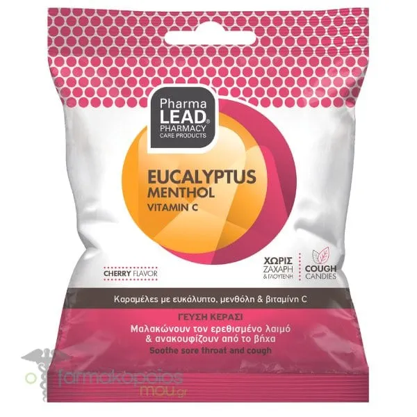 PharmaLead Eucalyptus, Menthol & Vitamin C Cough Candies - Cherry Flavor, 40g