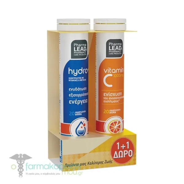Pharmalead Promo 1+1 Hydro+ & Vitamin C 1000mg, 2x20eff. tabs