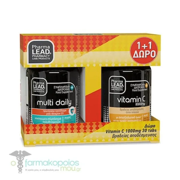 Pharmalead Promo (1+1 Free) Multi Daily, 30tabs & Vitamin C 1000mg, 30tabs, 1set