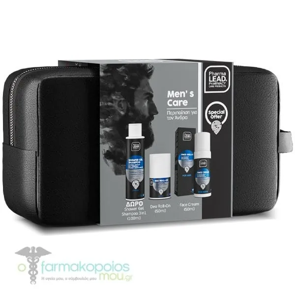 Pharmalead Promo Men's Care Kit with Face Cream 3in1, 50ml, Deo Roll-On, 50ml & Free Men Shower Gel 3in1, 100ml & Beauty Pouch, 1pc, 1set