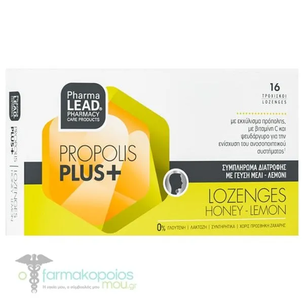 Pharmalead Propolis Plus+ Honey-Lemon, 16lozenges