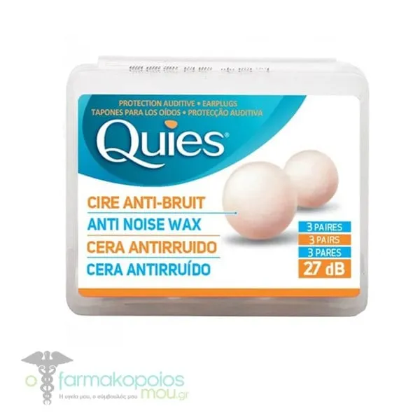 Pharmaq Quies Anti Noise Wax Earplugs, 3pairs