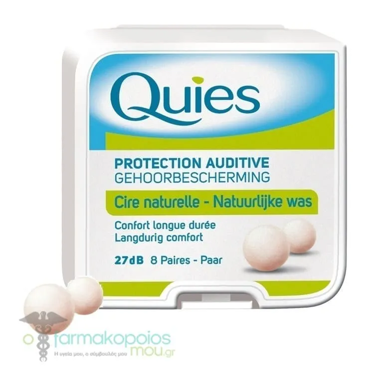 PharmaQ Quies Earplugs Pure Wax, 8 pairs