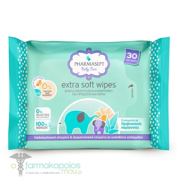Pharmasept Baby Care Extra Soft Wipes for Face & Body, 30pcs