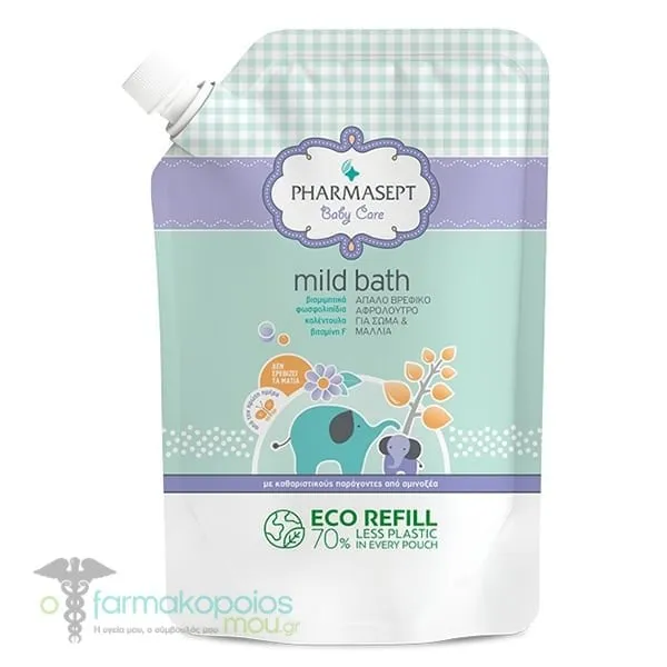 Pharmasept Baby Care Mild Bath Refill Ανταλλακτικό Βρεφικό Αφρόλουτρο, 900ml