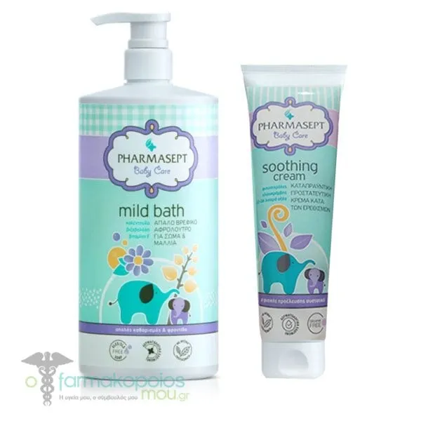 Pharmasept Baby Care Promo Mild Bath, 1lt & Soothing Cream, 150ml, 1set