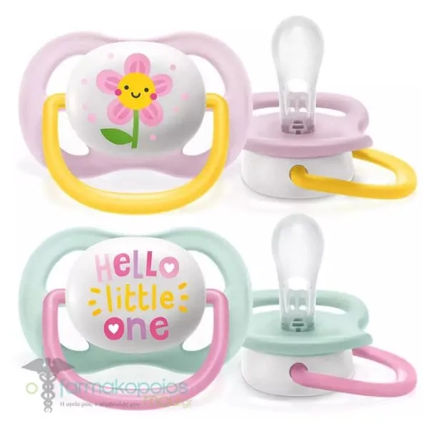Philips Avent Ultra Air Happy Soother 0-6m (SCF080/09), 2pcs - Μέντα-Ανοιχτό Ρόζ