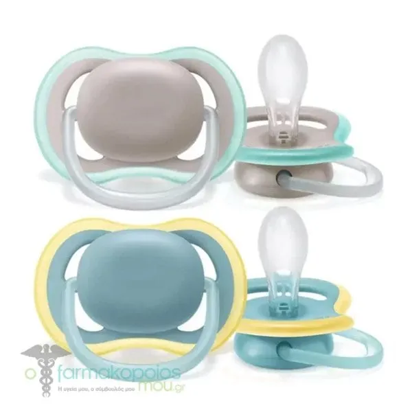 Philips Avent Ultra Air SCF349/01 Orthodontic Silicone Pacifier 18m+, 2pcs - Γαλάζιο-Γκρι