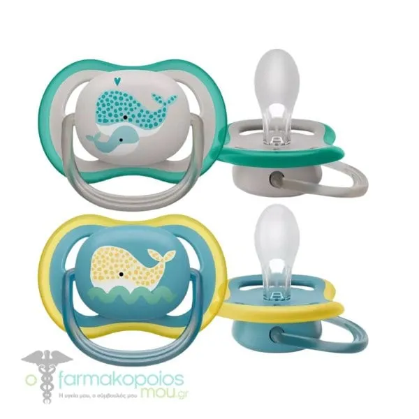 Philips Avent Ultra Air SCF349/19 Orthodontic Silicone Pacifier 18m+, 2pcs - Μπλε-Γκρι