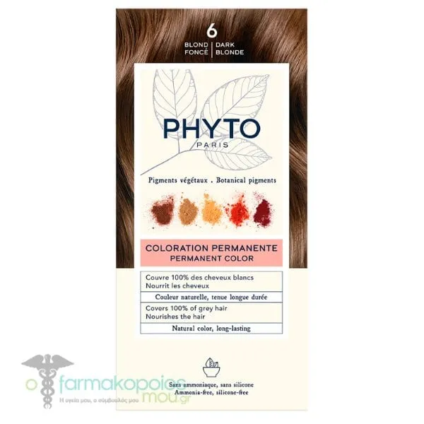 Phyto Phytocolor Νο6 Dark Blonde Μόνιμη Βαφή Μαλλιών Ξανθό Σκούρο, 1τεμ