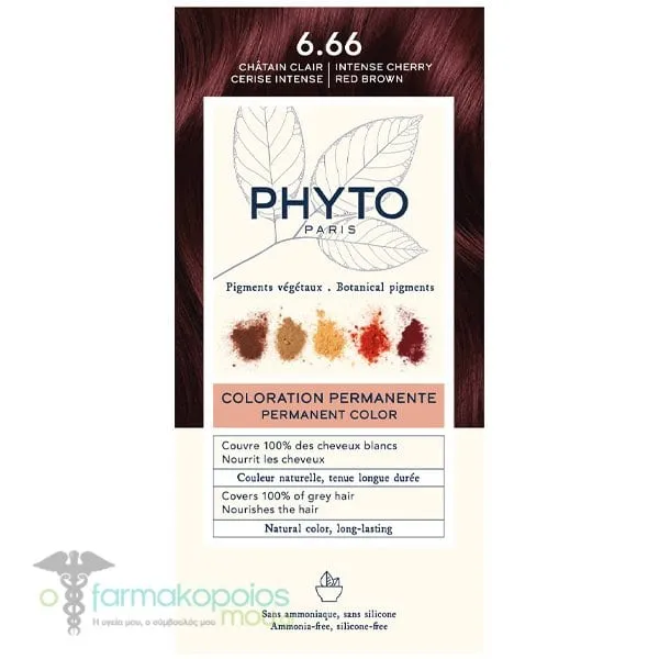 Phyto Phytocolor Μόνιμη Βαφή Μαλλιών No6.66 Intense Cherry Brown Καστανό Κερασί, 1τεμ