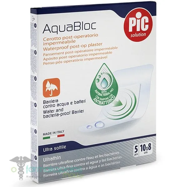 Pic Solution AquaBloc Waterproof UltraThin Post-op Plasters Μετεγχειριτικά Τσιρότα για Πληγές (10x8cm), 5τεμ