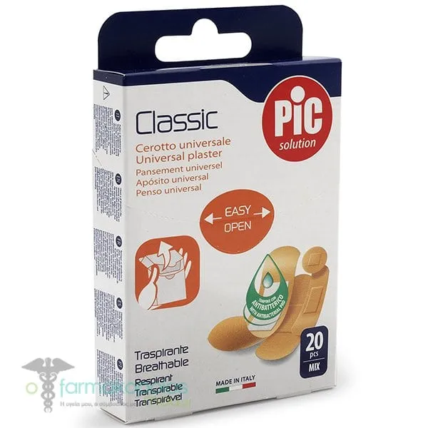 Pic Solution Classic Universal Plaster Αυτοκόλλητο Τσιρότο Γενικής Χρήσεως στο Χρώμα του Δέρματος, 20τεμ