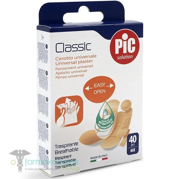 Pic Solution Classic Universal Plaster Αυτοκόλλητο Τσιρότο Γενικής Χρήσεως στο Χρώμα του Δέρματος, 40τεμ