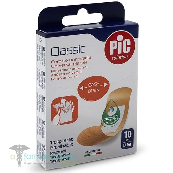 Pic Solution Classic Universal Plaster Αδιάβροχα Τσιρότα Γενικής Χρήσεως Large (25x72mm), 10τεμ