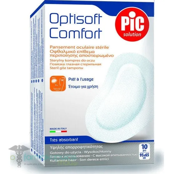 Pic Solution Optisoft Comfort Sterile Adhesive Eye Pad (95 x 65mm), 10pcs