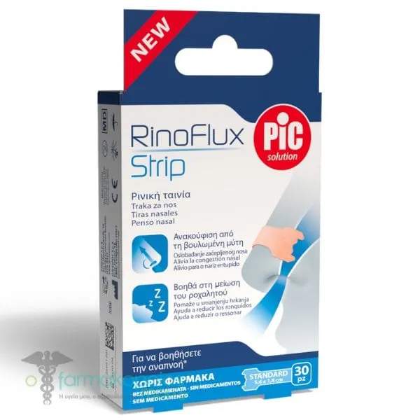 Pic Solution RinoFlux Strip Standard Ρινικές Ταινίες (5,6x1,8cm), 30τεμ