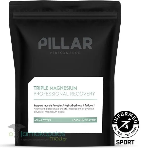 Pillar Performance Triple Magnesium Professional Recovery Lemon &amp; Lime Flavour Powder, 400g