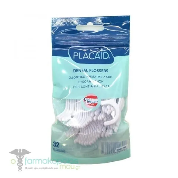 Plac Aid Dental Flossers with Handle, 32pcs
