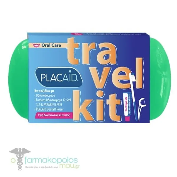 Plac Aid Travel Kit with Toothbrush, 1pc, Forhans Toothpaste, 12.5ml & Dental Floss with Handle, 1pc, 1set - Πρασινο