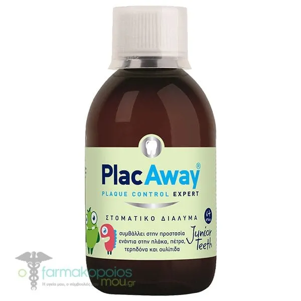 Plac Away Junior Teeth Kids Mouthwash Orange Flavor, 250ml