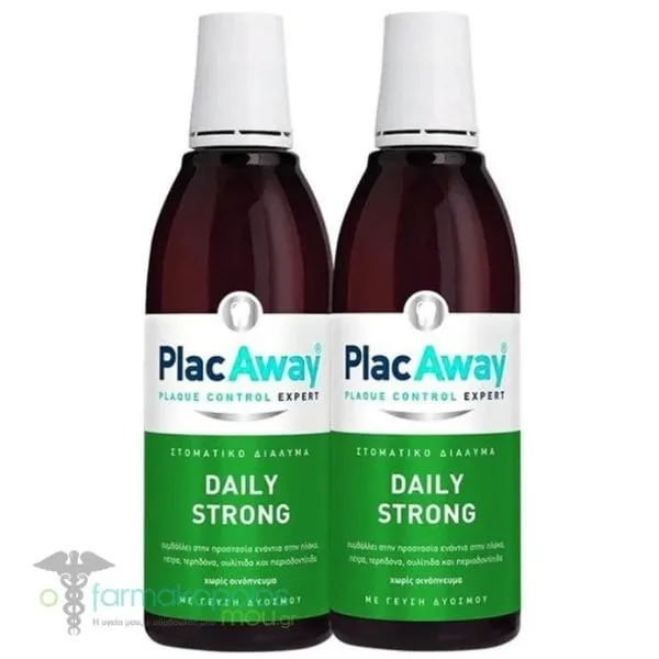 Plac Away Promo (-50% on the Second Product) Daily Strong Strong Mouthwash with Cool Mint Flavor, 2x500ml