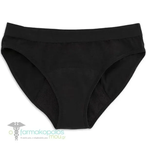 Platanomelon Kiwitas Classic Sporty Negro Absorbent Menstrual Briefs Black, 1pc