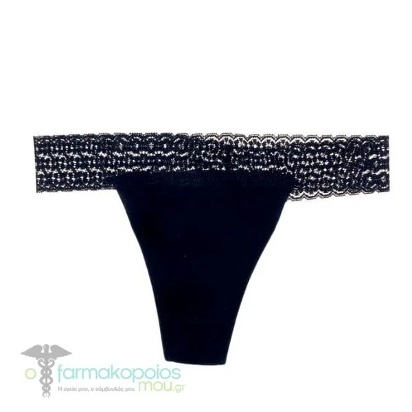 Platanomelon Kiwitas Lace Thong Black Εξαιρετικά Απορροφητικό Εσώρουχο Περιόδου Τάνγκα, 1τεμ