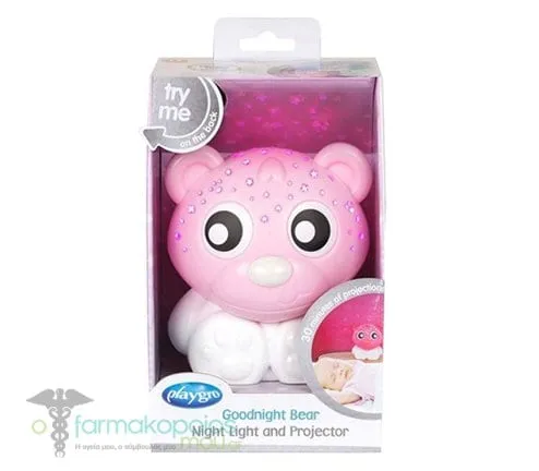 Playgro Goodnight Bear Night Light & Projector, 1pc - Pink-White