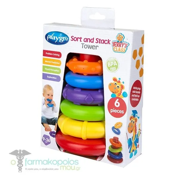 PlayGro Sort And Stack Tower 12m+, 1set