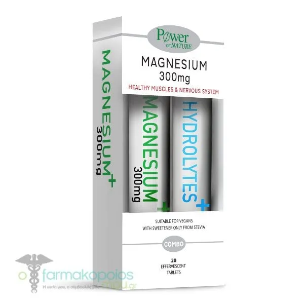 Power οf Nature Promo Magnesium 300mg, 20eff.tabs & Free Hydrolytes, 20eff.tabs, 1set