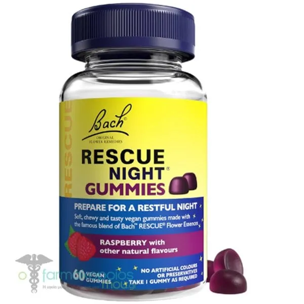 Power Health Bach Rescue Night Gummies Raspberry, 60τεμ