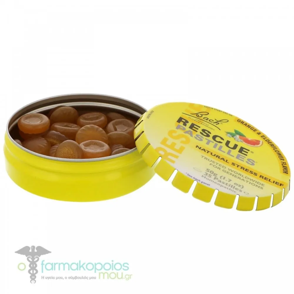 Bach Rescue Pastilles Orange & Elderflower, 50gr