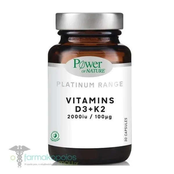 Power of Nature Platinum Range D3 2000iu & K2 100μg, 30caps