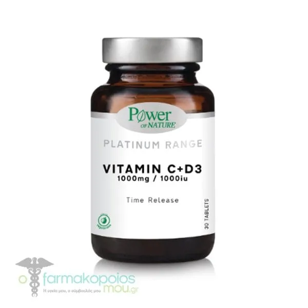 Power Of Nature Platinum Range Vitamin C+D3 1000mg/1000iu, 30tabs