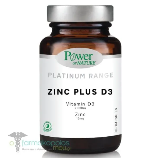 Power of Nature Platinum Range Zinc Plus D3, 30caps