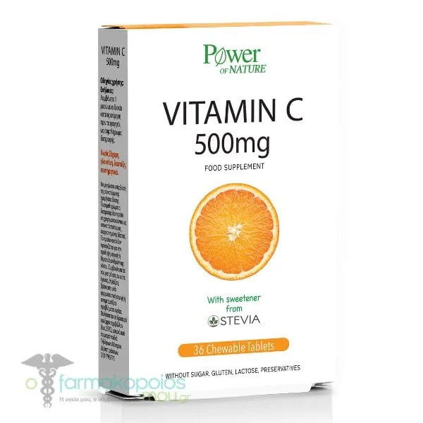 Power Of Nature Vitamin C 500mg, 36chew.tabs