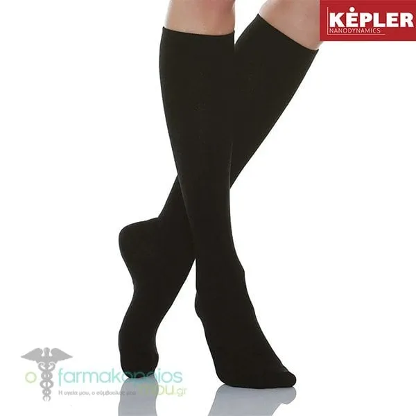 Powerpharm Kepler Far Infrared Graduated Compression Stockings (Class I | 18-22 mmHg), 1 pair - 002 Μαύρο