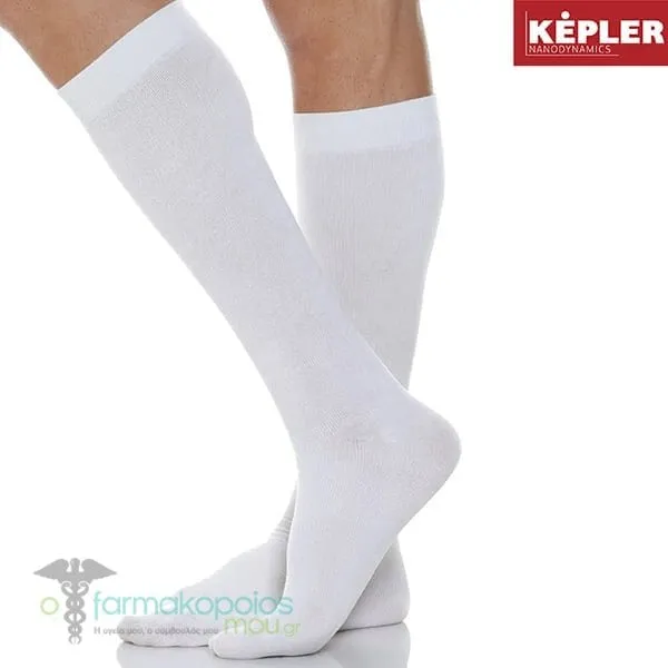 Powerpharm Kepler Far Infrared Graduated Compression Stockings (Class I | 18-22 mmHg), 1 pair - 008 Λευκό