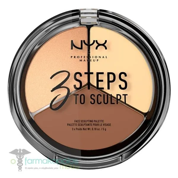 ΝΥΧ PROFESSIONAL MAKE UP 3 Steps to Sculpt Face Sculpting Palette, 5gr - 02 Light